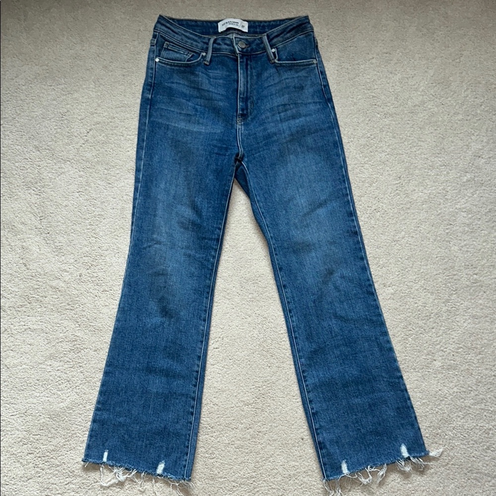 Just Black Women's Denim Flare Jeans with Frayed Hem